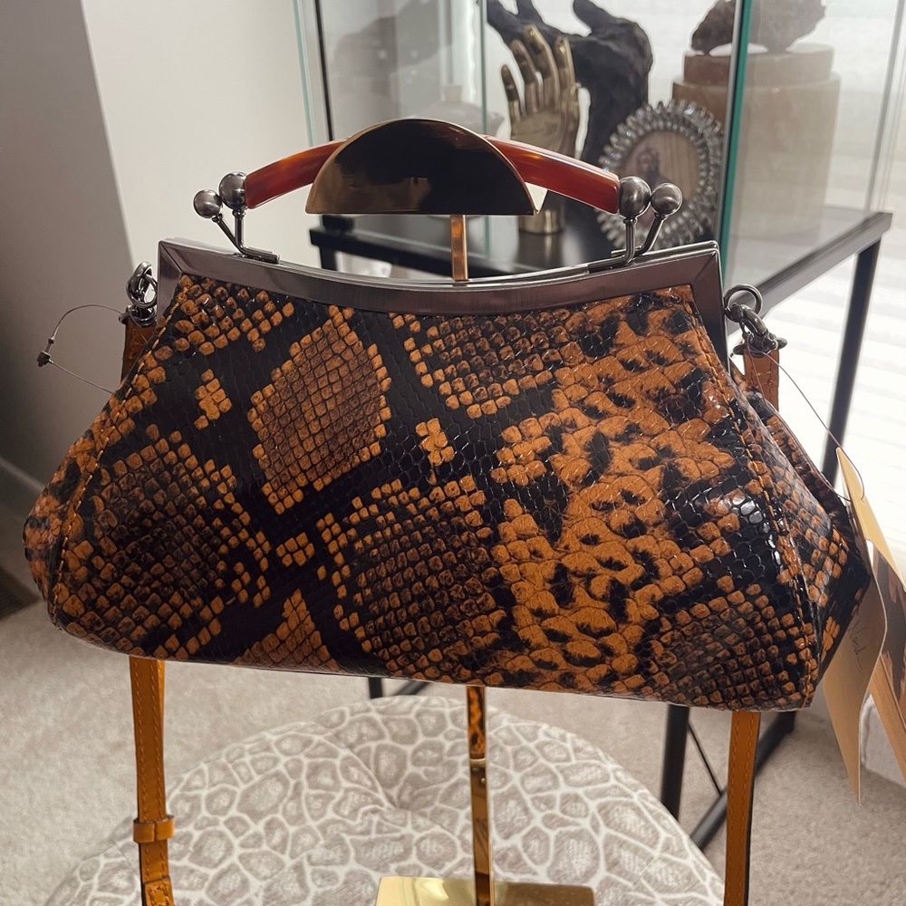 Patricia Nash Kelmscott Frame Satchel & Wallet Bundle in Yellow Python ✨